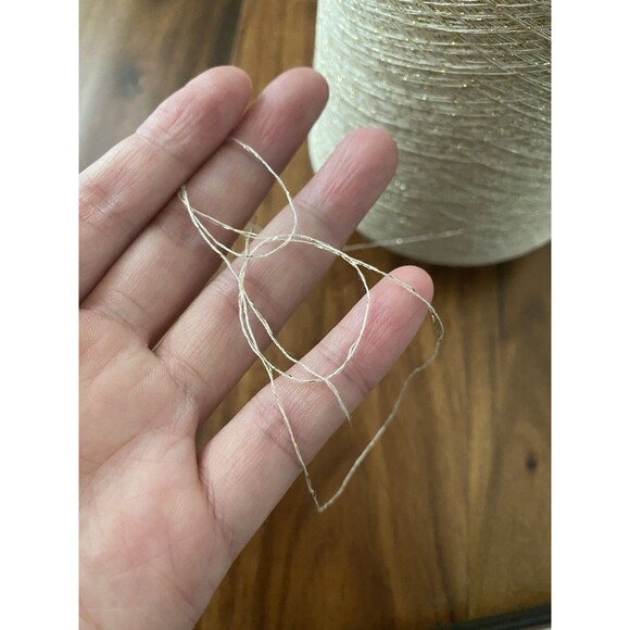 Cone Yarn Light Beige Gold Glitter Thread Craft Clothes 640g Very Fine #279 - Picture 4 of 4